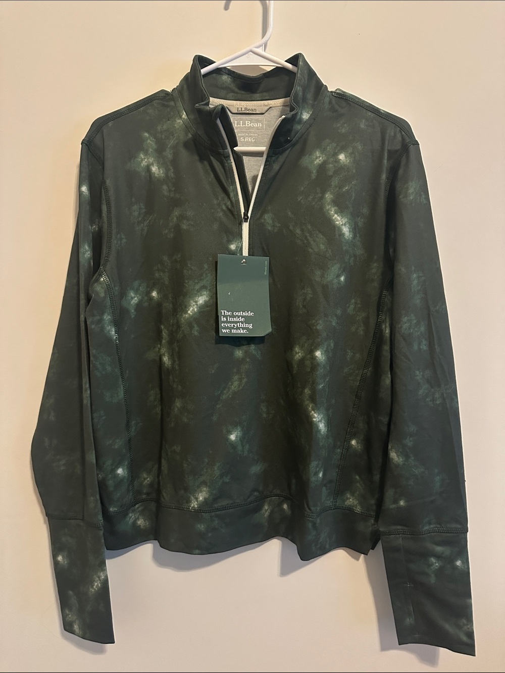 L.L. Bean womens Dark Green Tie-Dye Zip Pullover